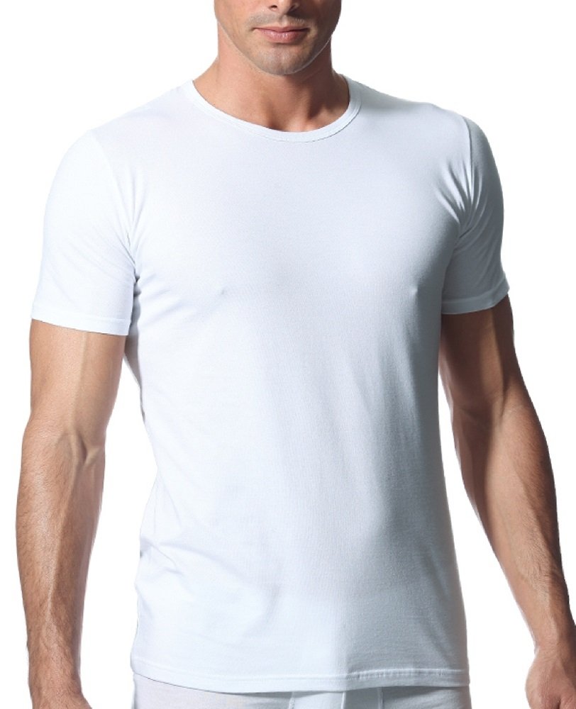 6 MAGLIE COTONE BIELASTICO GIROCOLLO M/M IL GRANCHIO ART.GT110 COLORE BIANCO MISURA A SCELTA