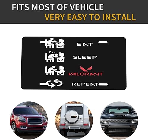 Miniatura 7 de Eat Sleep Valorant Repeat 6 in X 12 in Car Tag Aluminum License Plate Sign Metal License Plate