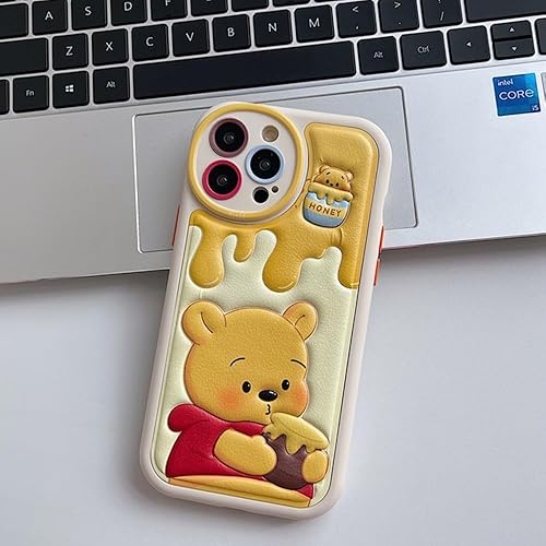 Miniatura 7 de NATEROSO Funda compatible con iPhone 15 Pro Max de dibujos animados, funda de oso Kawaii de silicona 3D, funda de TPU suave a prueba de golpes, para