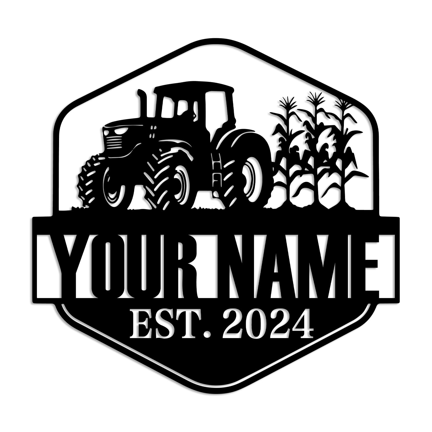 Kissesuu Tractor G Custom Tractor Driver Metal Wall Art, Personalized Farm Truck Decor, Home Decor Sign, Black Metal Art, Custom Name Signs (Tractor)