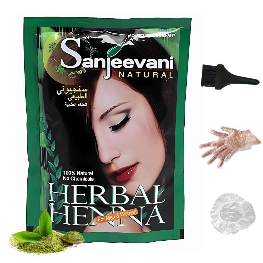 Sanjeevani Natural Herbal Henna Powder for Hair | 100% Pure & Organic Mehndi | Natural Hair Color & Conditioner | Chemical-Free Herbal Coloring Care for Men & Women | Pack of 4 x 140g