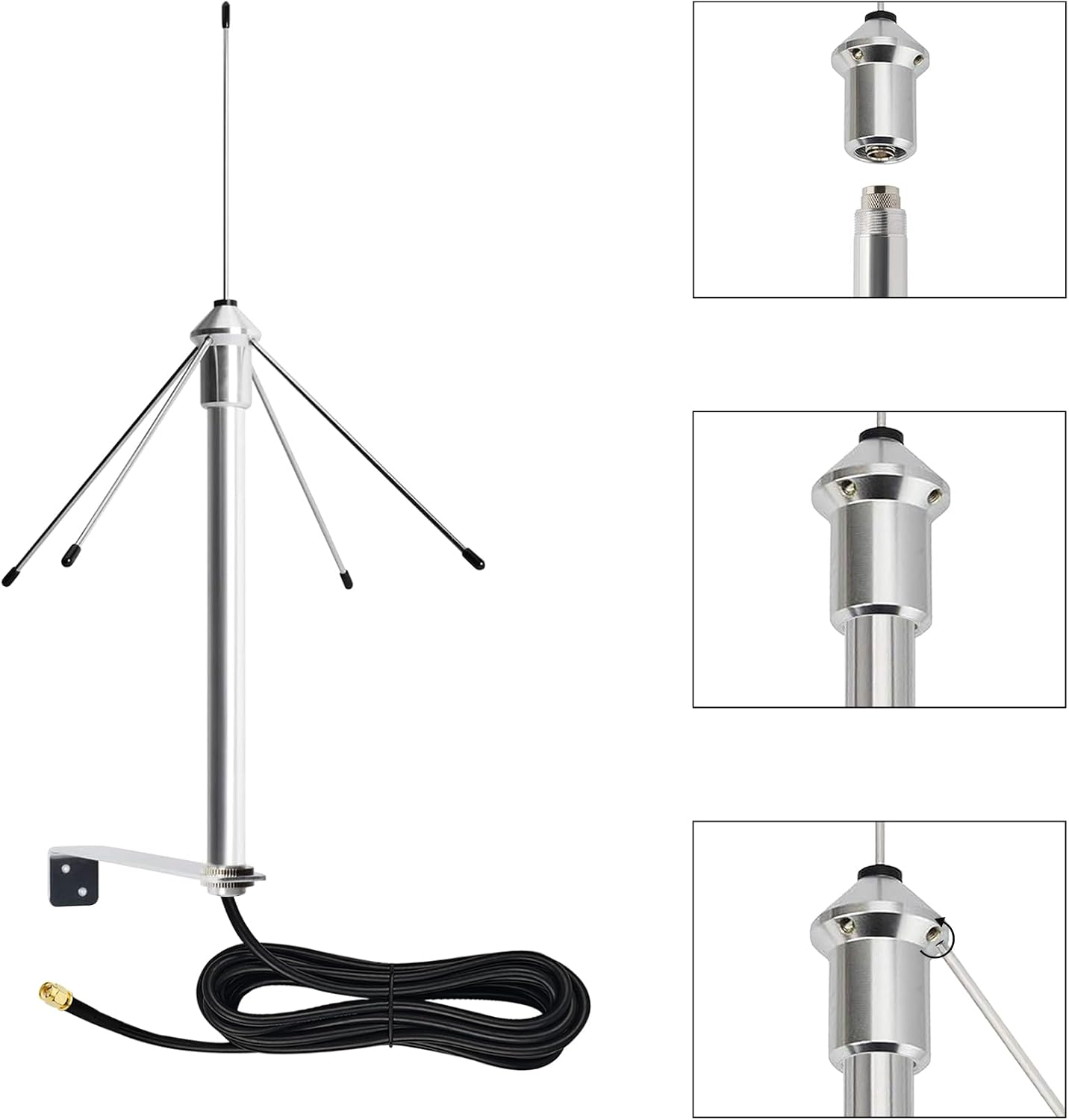 433MHz Omni External Antenna 3dbi Aerial W/10FT (3M) Coaxial Cable SMA Male and Mounting Bracket for Wireless Routers Electric Gate Opener Signal Booster Cellular Telephone Handsets Garage Door