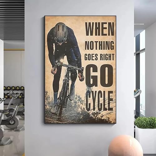 Póster De Ciclismo Motivacional Vintage, Impresión De Bicicleta Deportiva, Arte De Pared, Lienzo, Pintura, Citas Inspiradoras Retro, Imagen Para Decoración Del Hogar, Tamaño A2 40X50Cm Sin Marco
