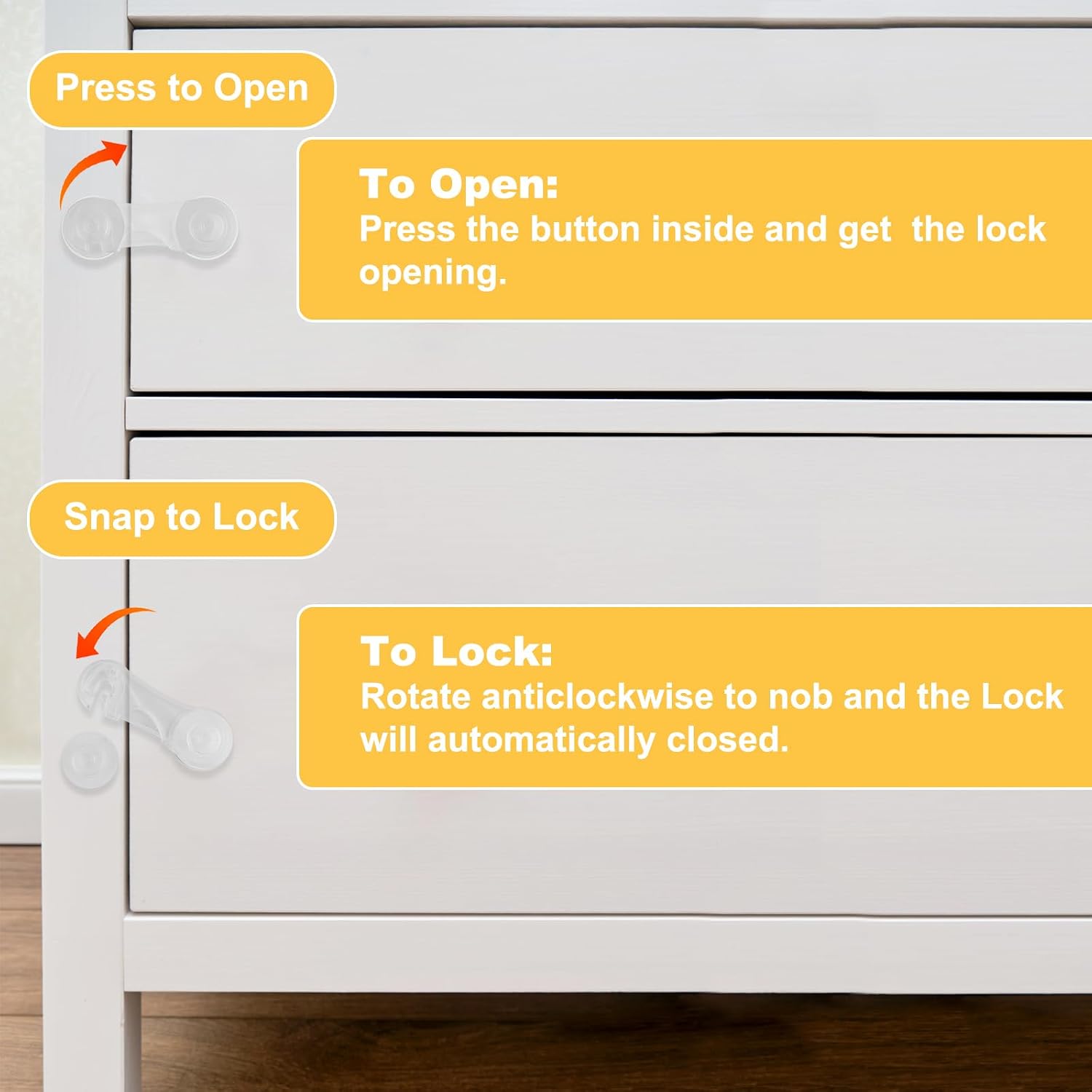 8 Packs Cabinet Door Locks for Baby Proof and Child Safety Cabinet Locks with Adhesive for Drawer Cupboards Fridge Closet Pantry Childproof Safety Locks for Protecting Kids