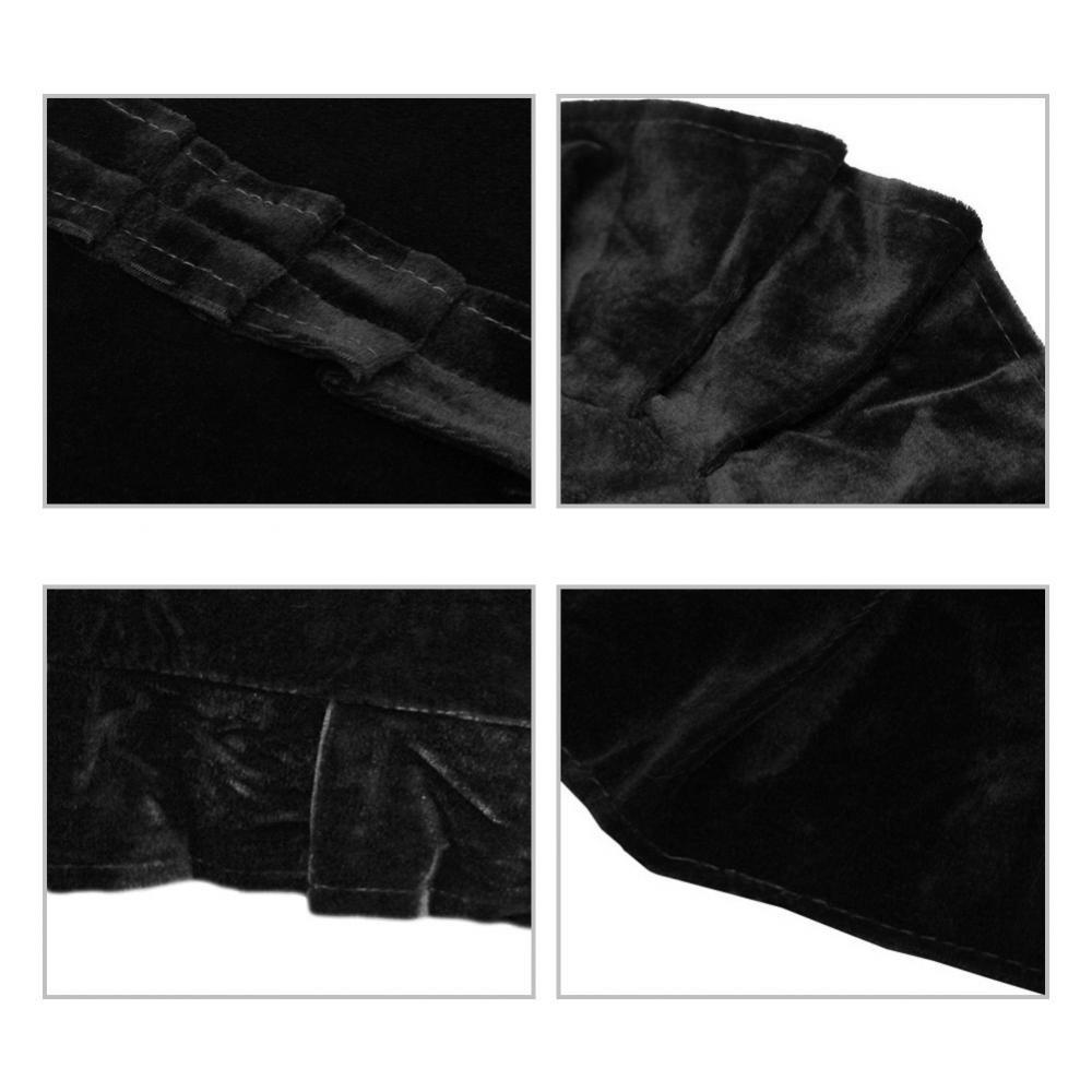 Copertura Intera per Pianoforte Verticale, Copertura di Pianoforte Verticale Decorata in Tessuto Felpato Resistente al lavaggio, Nero