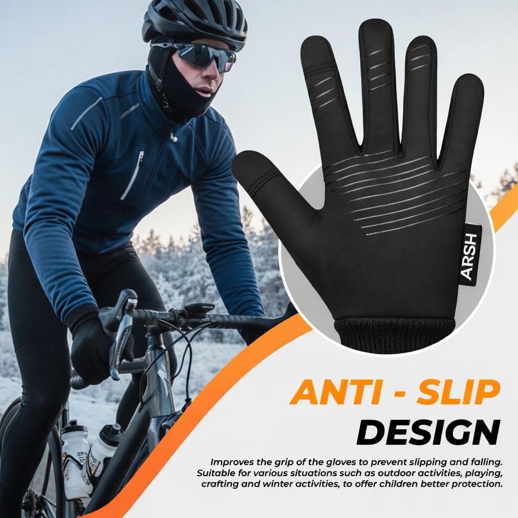 Winter Gloves, Touchscreen Warm Gloves for Boys & Girls, Water-Resistant, Anti-Slip, Soft & Durable Outdoor Gloves for Snow, Skiing & Cycling