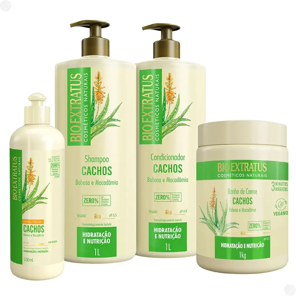 Kit Para Cabelos Cacheados Completo + Mimo Babosa e macadâmia 1kg Longa Duração