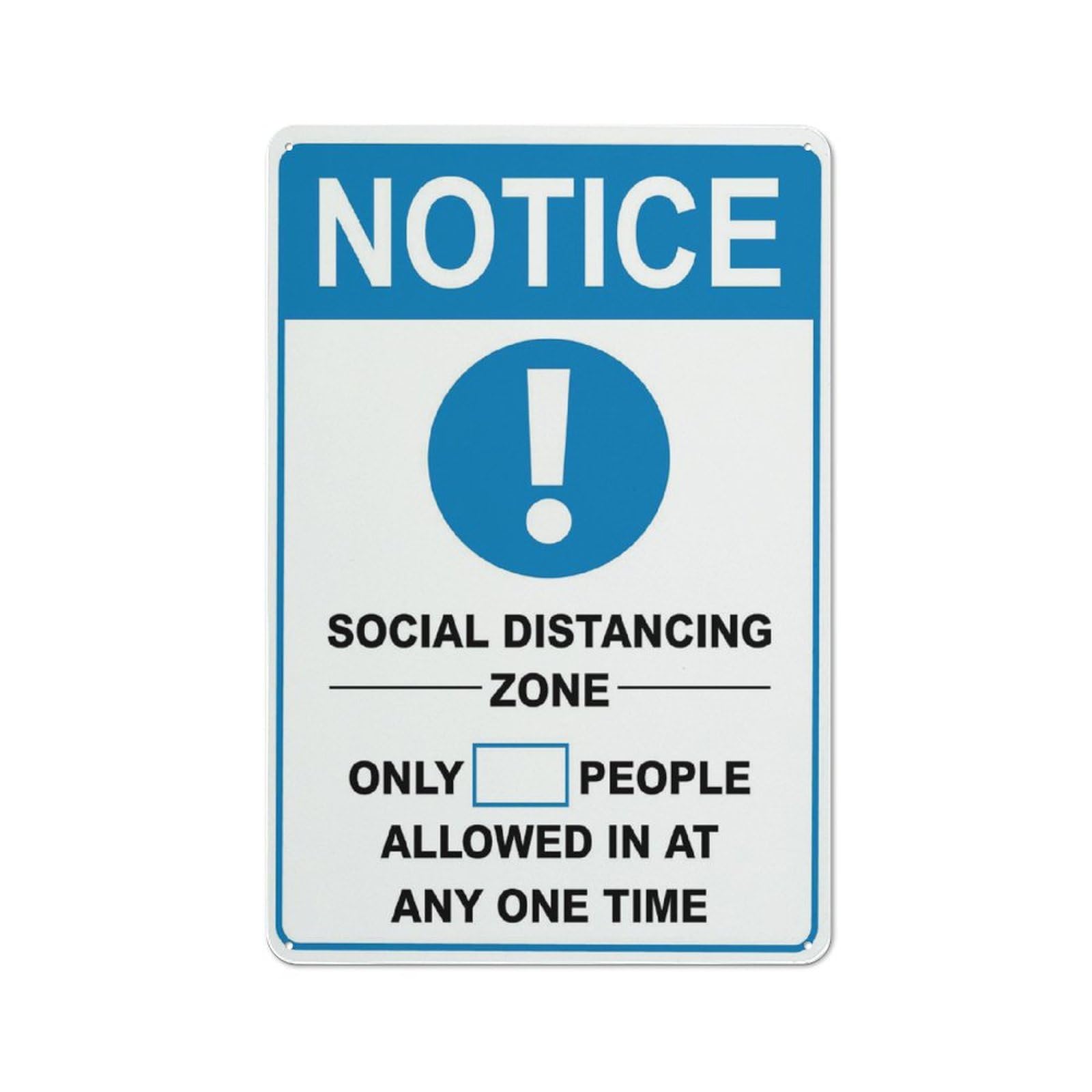 Notice Social Distancing Zone Limited People Blue Sign 12X8 Inches Metal Aluminum Signs, Weather Resistant, Weatherproof, Indoor Or Outdoor