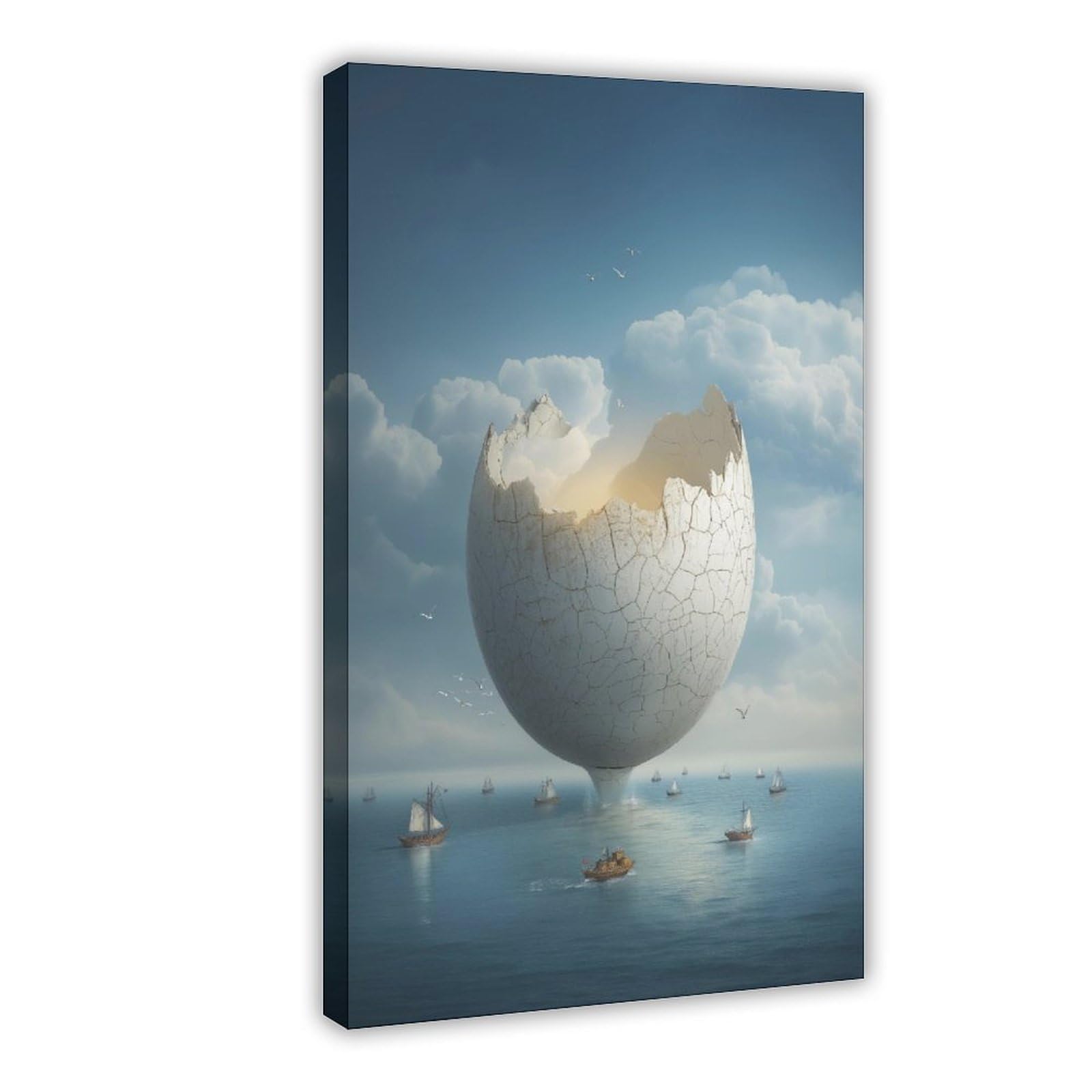 YWTJAX Surreal Eggshell Ocean Poster Canvas Poster for Dorm Room Decor Gift