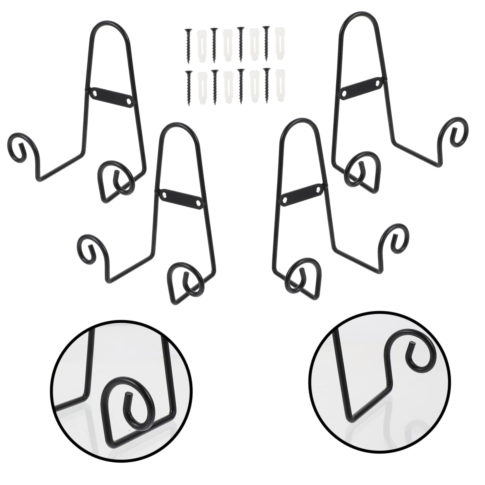 Hemobllo 4Pcs Iron Plate Display Stands Decorative Household Dish Holders for Artwork Plates and Trays Elegant and Simple Display Racks for Home Office Kitchen and Dining