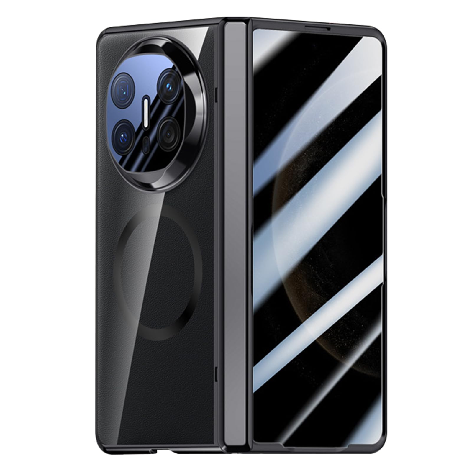 Anti Peeping Cover per Huawei Mate X6, Protezione Privacy Vetro Temperato Magnetica Custodia Cerniera AntiGraffio Placcatura Trasparente Guscio,Nero,Mate X6