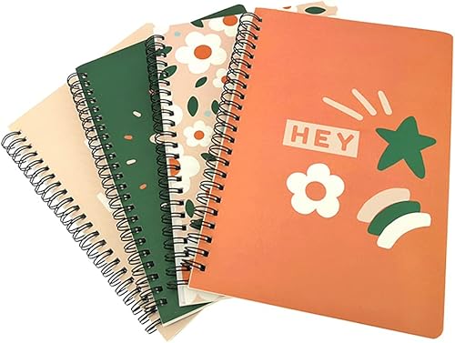 Miniatura 5 de ALIMITOPIA - Cuaderno de notas anillado cuaderno de bocetos diario planificador tamaño A5 y 80 hojas 4 unidades flores florales