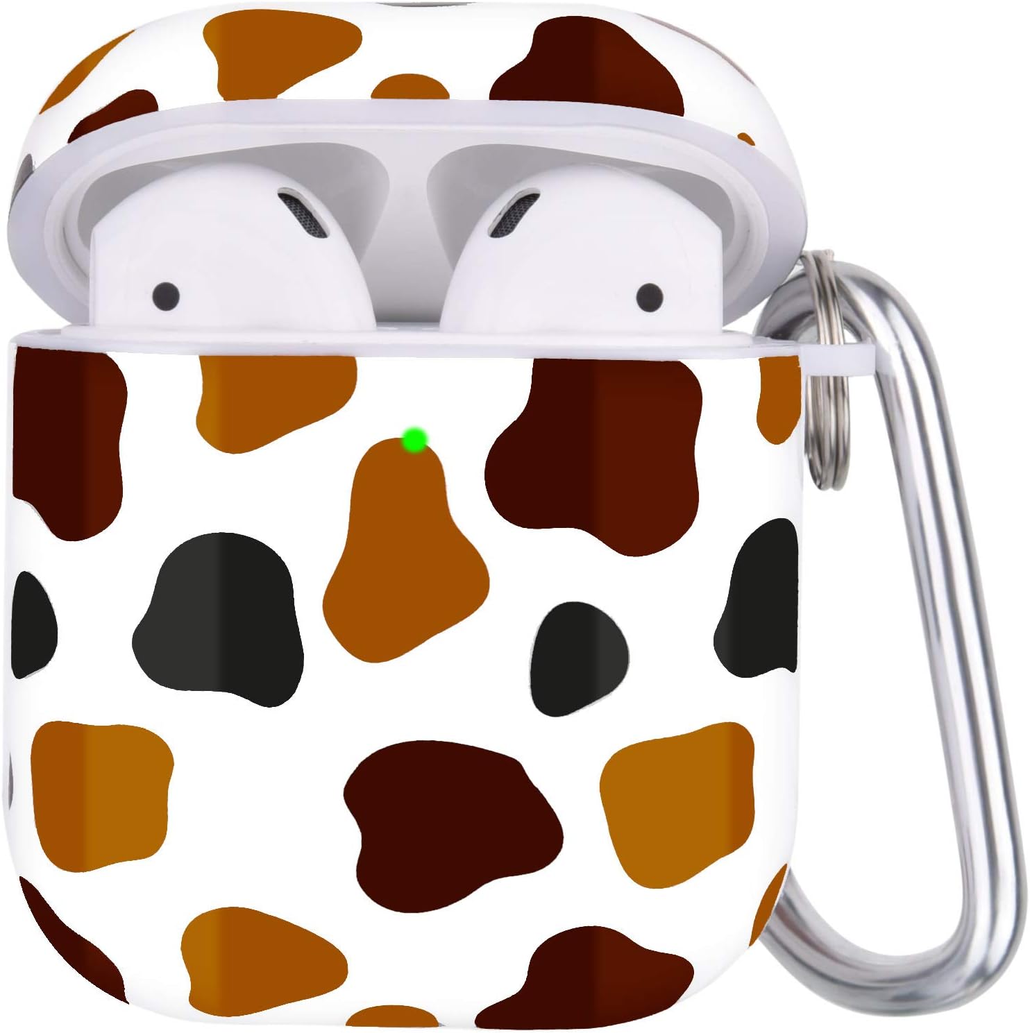 OLEBAND Case Fit for Airpods with Keychain,Hard Case Cover for Women and Girls,Accessory Sets Compatible for Air pod 2 and 1,Colorful Cow