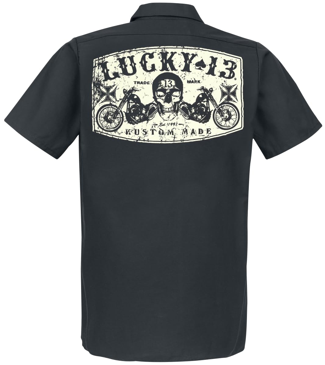 Lucky 13 Dual Chopper Hombre Camisa Manga Corta Negro 65% poliéster, 35% algodón Regular