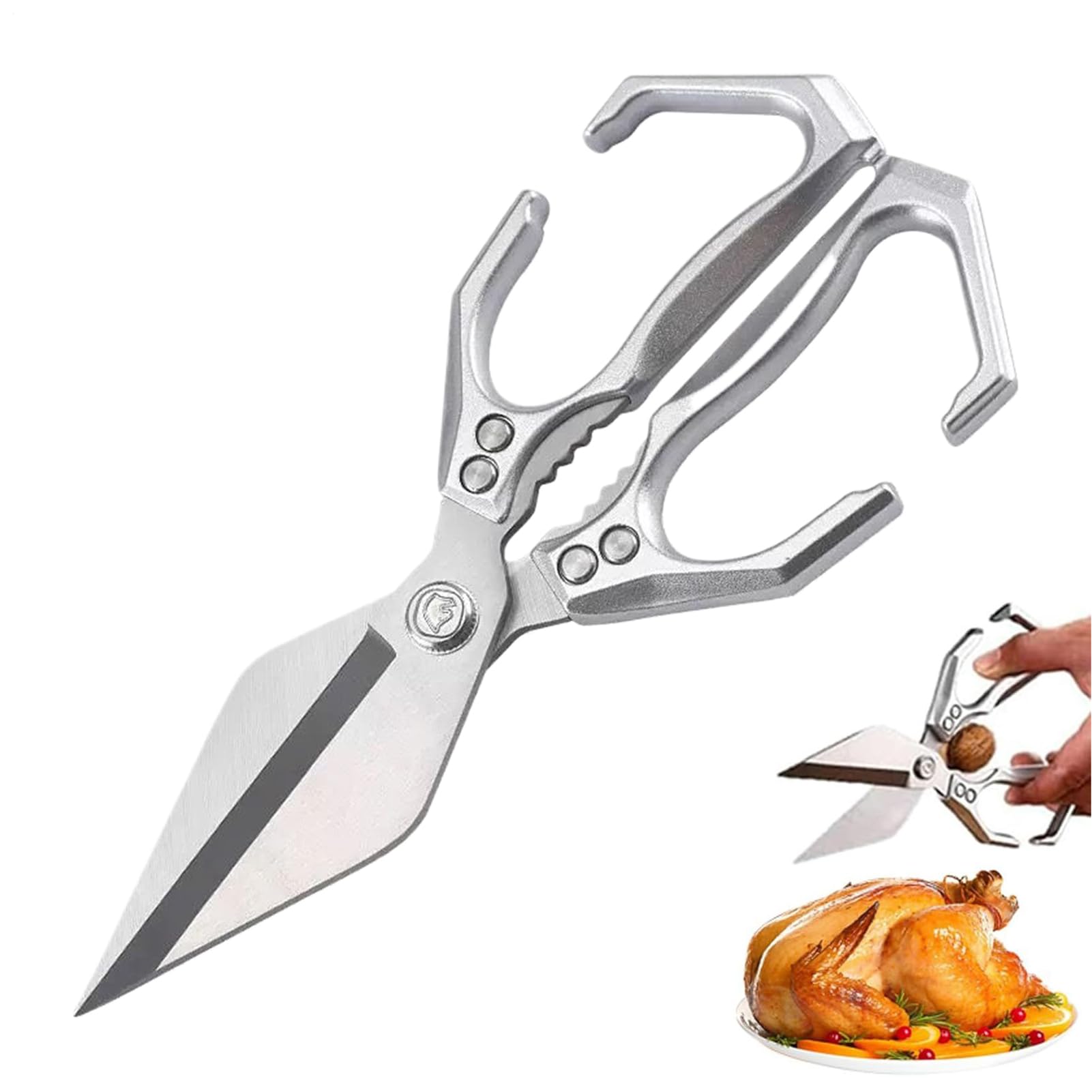 Tijeras de Cocina Abre Nueces Cortador Antideslizante Frutas Verduras Pato | Tijeras de Cocina de Acero Inoxidable para Carne para barbacoa camping pesca repostería picnic cocineros