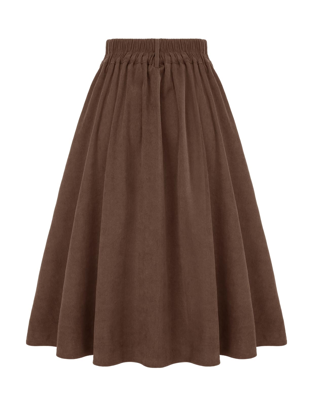 Bbonlinedress Falda midi de pana para mujer, cintura alta, longitud al té, falda para otoño e invierno