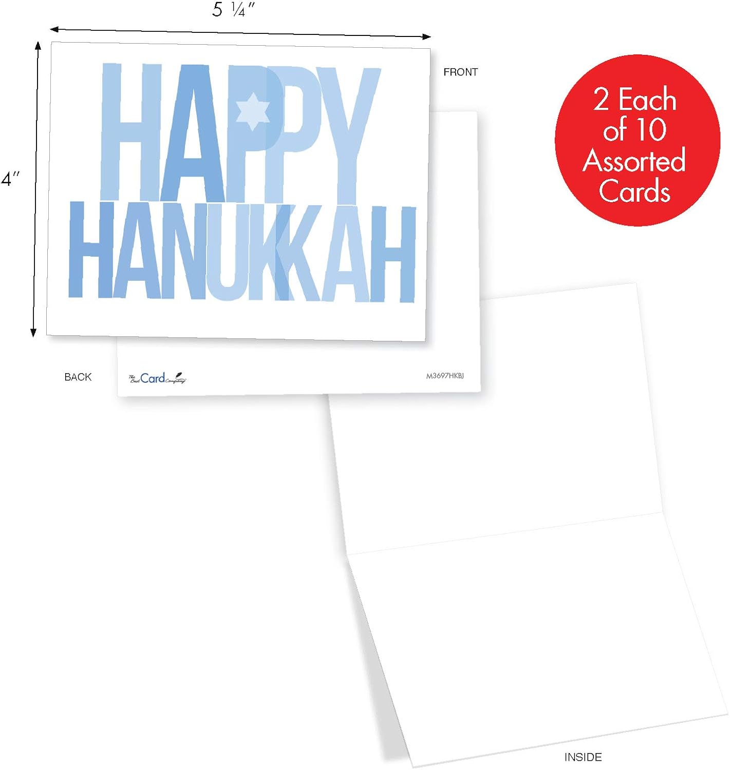 The Best Card Company, 20 Assorted Blank Chanukah Notecards Box Set 4 x 5.12 Inch with Envelopes (10 Designs - Image 3