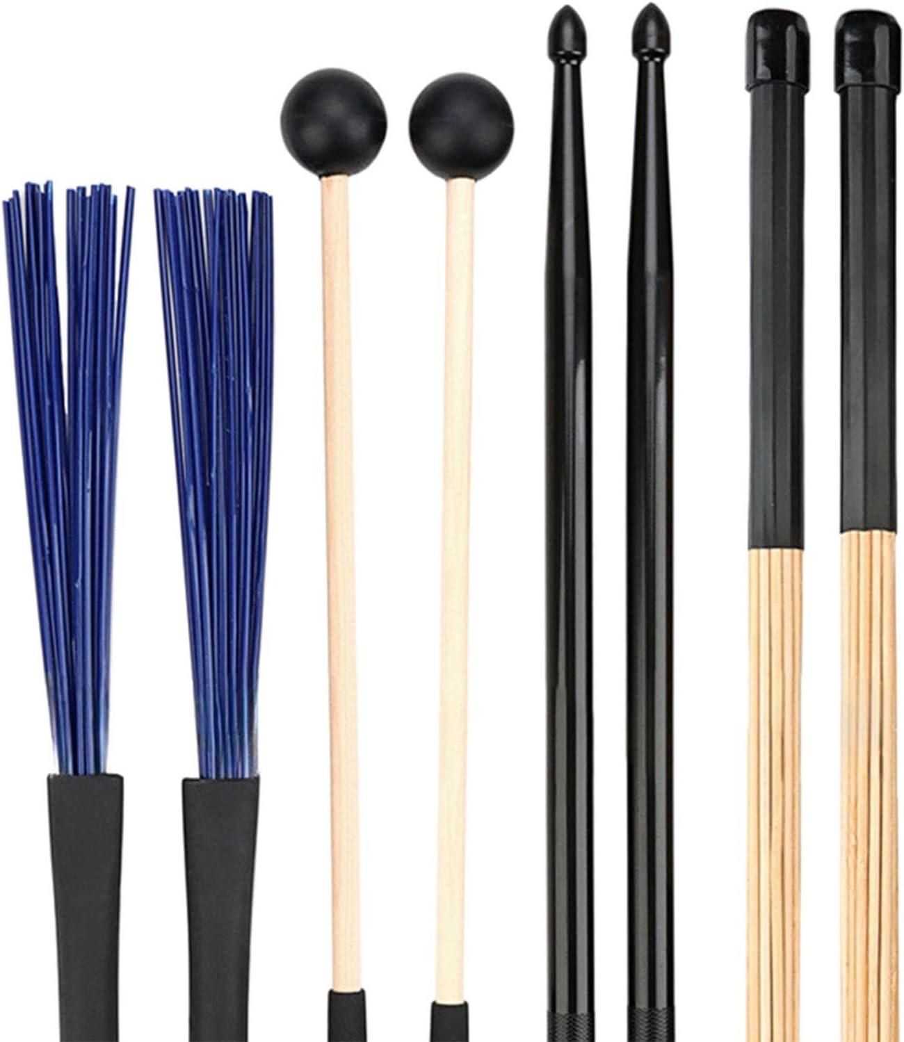 DYNWAVE Drum Sticks Mallets Brushes Set Anti Slip Music Lover Gifts Drumsticks Instrument Accessories for Acoustic Stage Performance