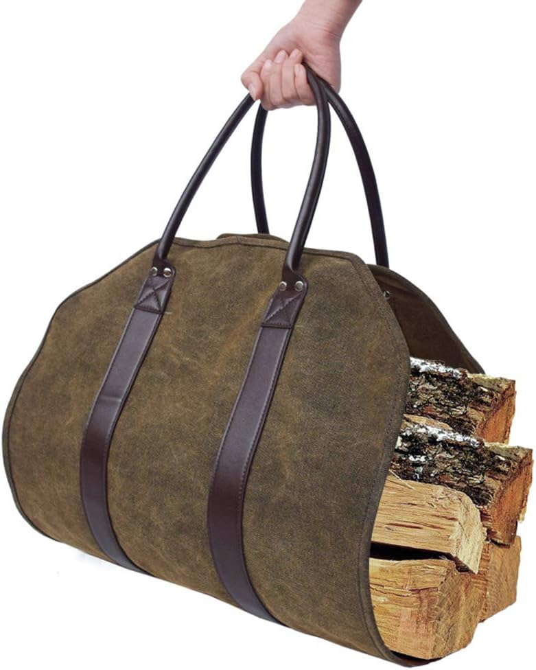 STTC Wood Carrier Bag, Dirtproof Log Holder Firewood Carrier Tote Storage Bag Wear Resistant Home Outdoor Canvas Camping Multifunction, 39x18 inch