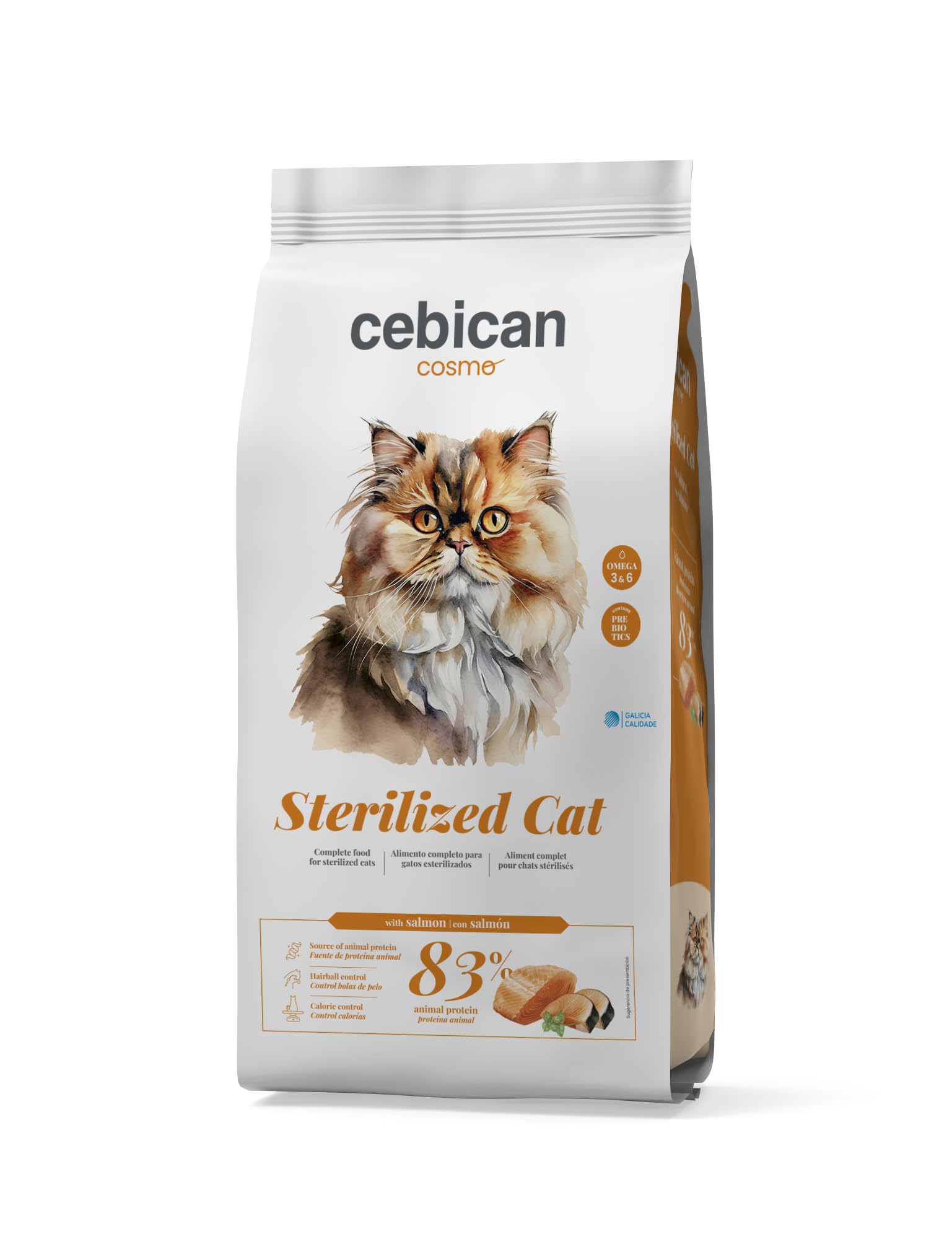 Sterilized Cat 3kg – Pienso para Gatos Esterilizados con Salmón – Comida para Gatos Alta en Proteína para Cuidado del Peso, Pelaje Saludable y Fácil Digestión – 83% Proteína Animal