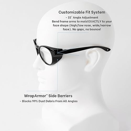 Miniatura 5 de MORK&SUKY Gafas de seguridad para hombres y mujeres, lentes envolventes y antivaho y protección ocular para trabajo, construcción, laboratorio.