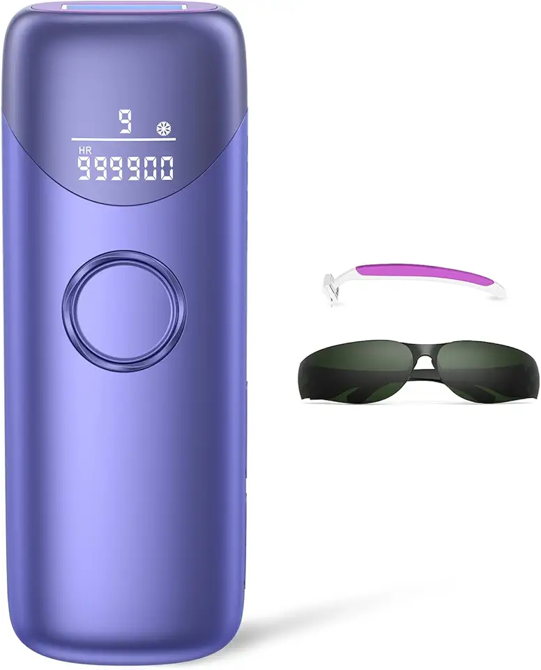 Ubroo Depilação A Laser Com Resfriamento 5°C, Dispositivo De Ipl Indolor, 3 Em 1, Máquina Doméstica Para Mulheres E Homens, Depilador Permanente Por Eletrólise No Rosto Corpo (Roxo)
