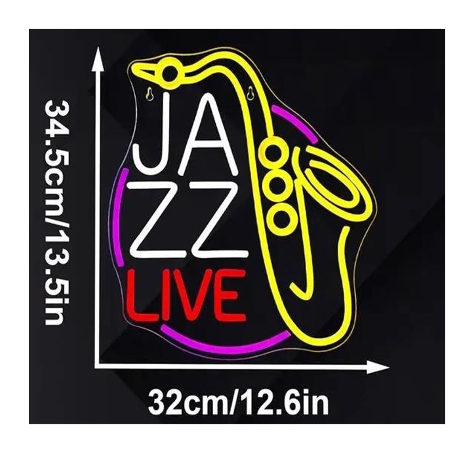 Insegna al Neon Insegna Al Neon A Con Sassofono Jazz, Luci Dimmerabili, Decorazione Da Parete Per Musica Dal Vivo, Insegne Artistiche, Decorazione Per La Stanza(41x30cm)