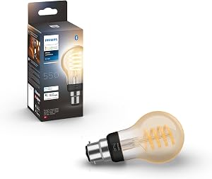 Philips Hue White Ambiance Filament Single Smart LED Bulb [B22 Bayonet Cap] – 550 Lumens. Works with Alexa, Google Assista…