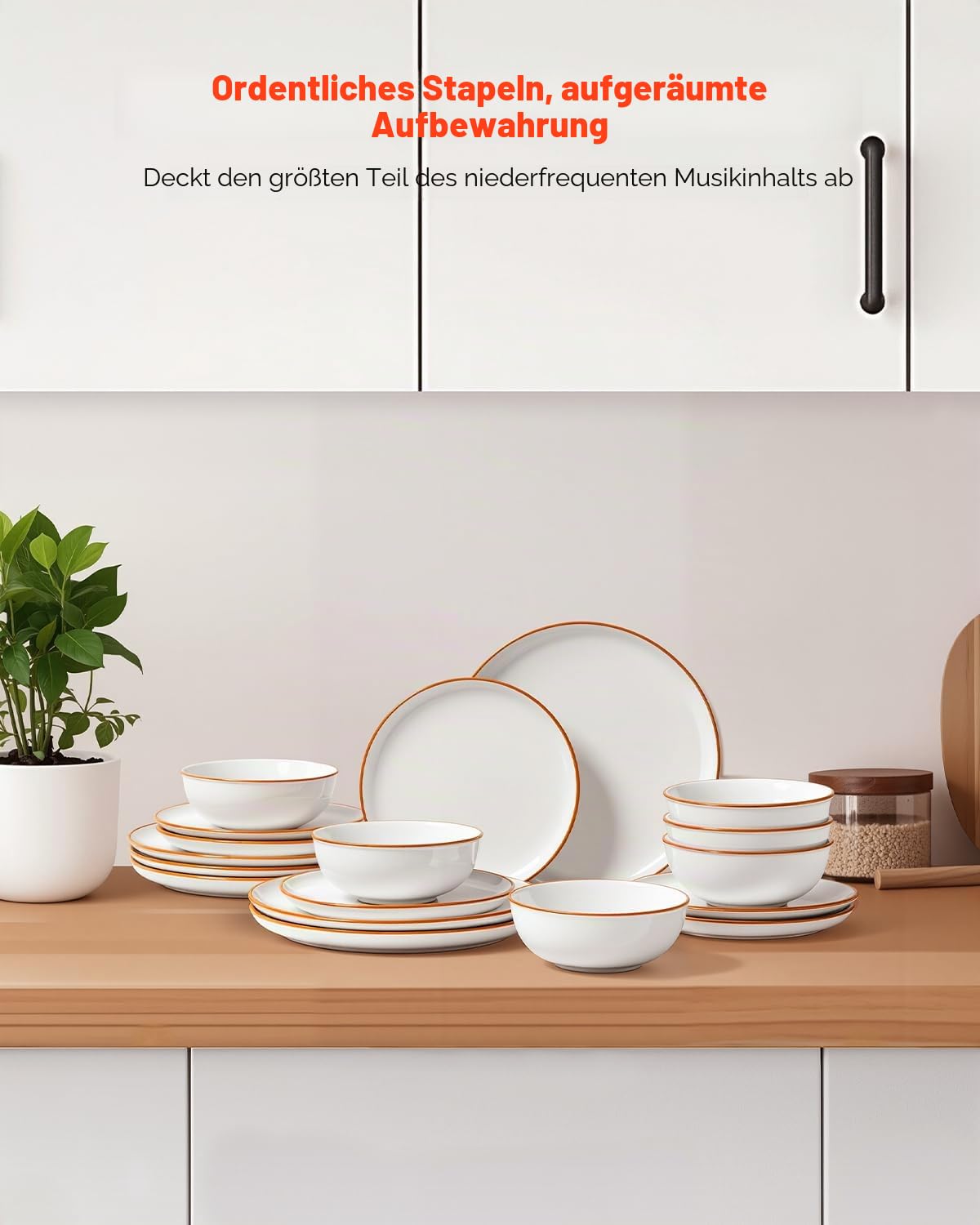 VEVOR Geschirrset für 6 Personen (18-tlg.) runde Teller- und Schüssel-Sets, Essgeschirr aus Keramik, spülmaschinen- und mikrowellengeeignetes Küchengeschirr, für Dessert Salat Suppe Pasta, weiß