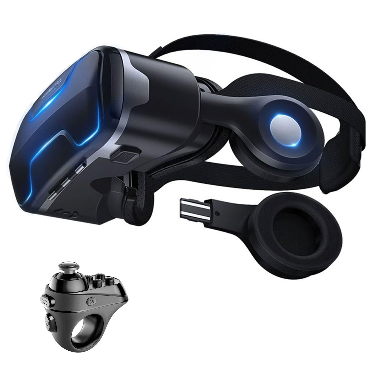 Cuffie Occhiali 3D VR, Visore Realtà Virtuale 3D, VR Visore Cuffie con Lenti HD Anti Luce Blu, per iPhone/Android Smartphones da 4,7 a 7,2 pollici, Regali di Natale per bambini e adulti(A)