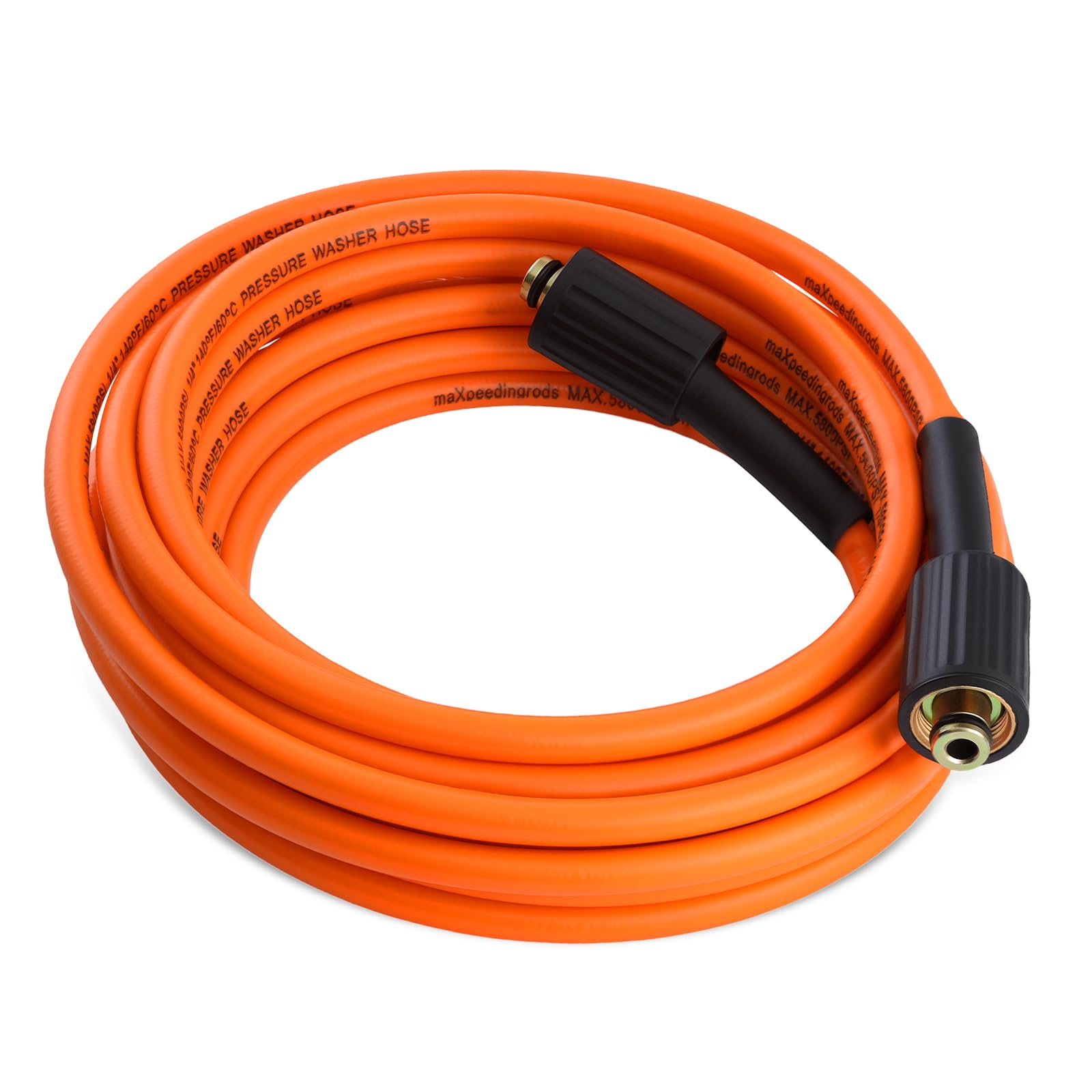 maXpeedingrods 25FT/7.5M 1/4" Pressure Washer Hose 5800 PSI Kink Resistant with M22 Brass Fittings Fits Craftsman, Honda, Ryobi, GreenWorks & Most Power Washers Super Flexible Replacement (Orange) — image 1