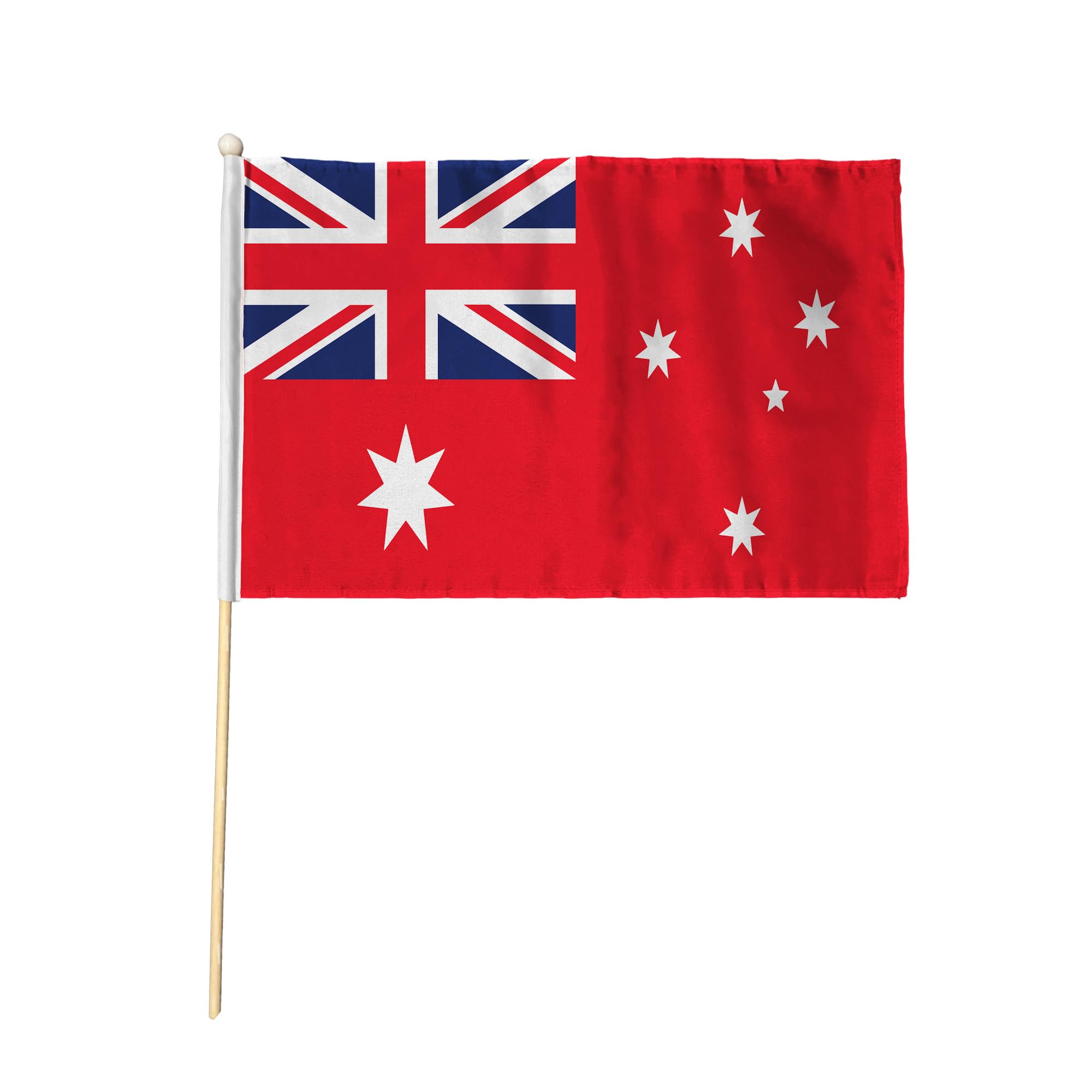 Flagtex Australia Red Ensign Pack of 6 Hand Waving Flag (9x6 Inch) - Premium Wooden Stick Hand Flag 9x6 Inch Natural Wood Pole Australian Maritime Ensign Events Parades Celebrations — image 1