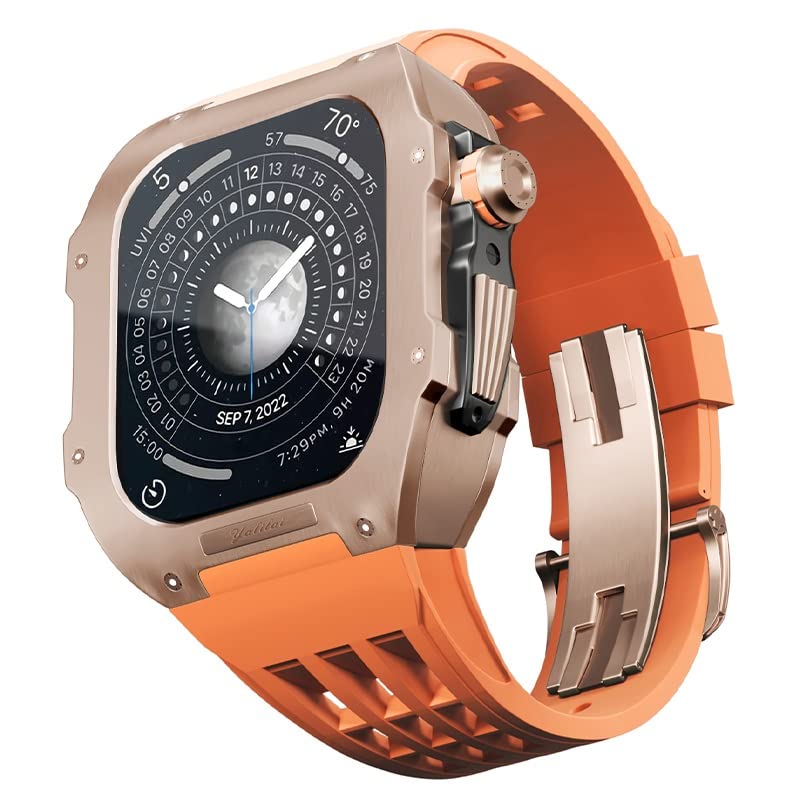 Bracelet en caoutchouc et lunette en titane pour iWatch 7/8 45mm