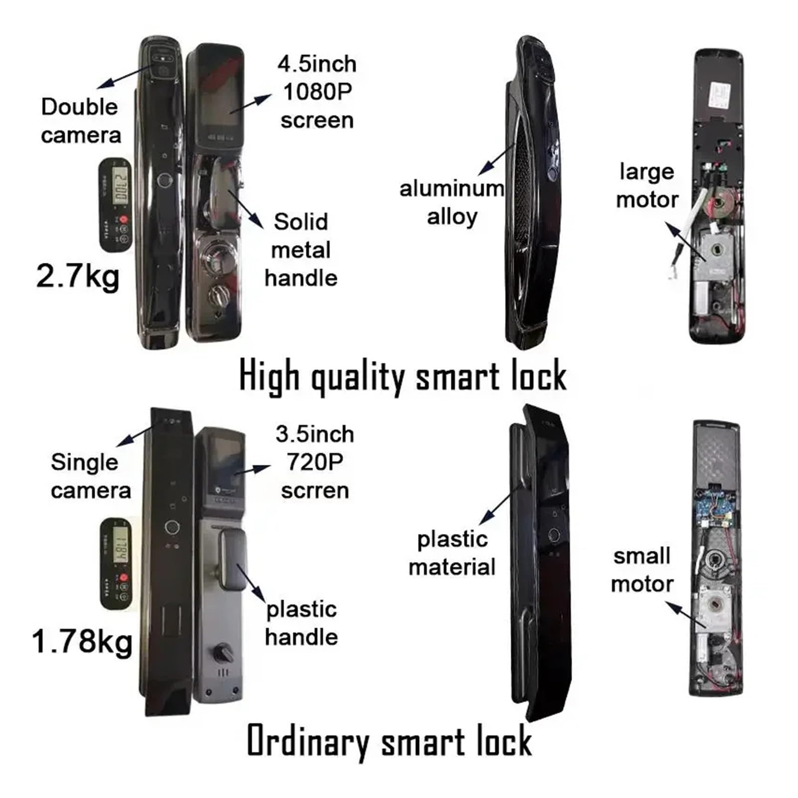 Serrure de Porte Intelligente, Application WiFi Tuya, Reconnaissance(Matte Black D 30300)