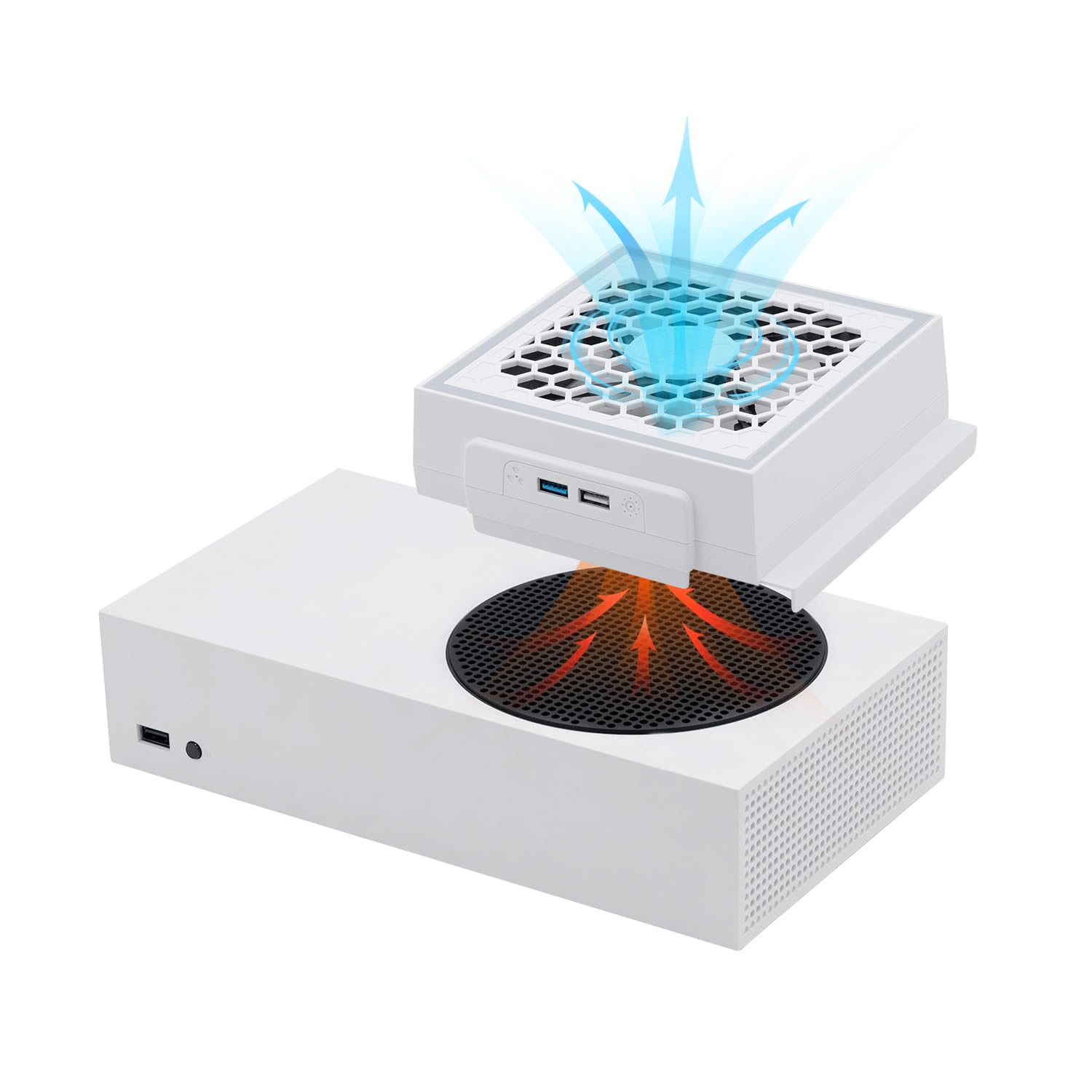 Mcbazel Ventola di Raffreddamento per Xbox Series S, Display a LED RGB, a Basso Rumore, 2 Porte USB Aggiuntive, Ventola di Raffreddamento Esterna a 3 Livelli per Console Xbox Series S