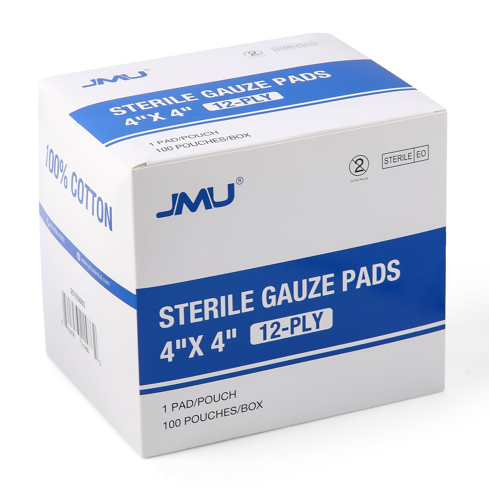 JMU 100 Pack Sterile Gauze Pads 4x4, 12-Ply, Woven Sponges Cotton Medical — Amazon image 7