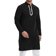 YAOHUOLE Caftans for Men Islamic Robe for Men Long Sleeve Arabic Thobe