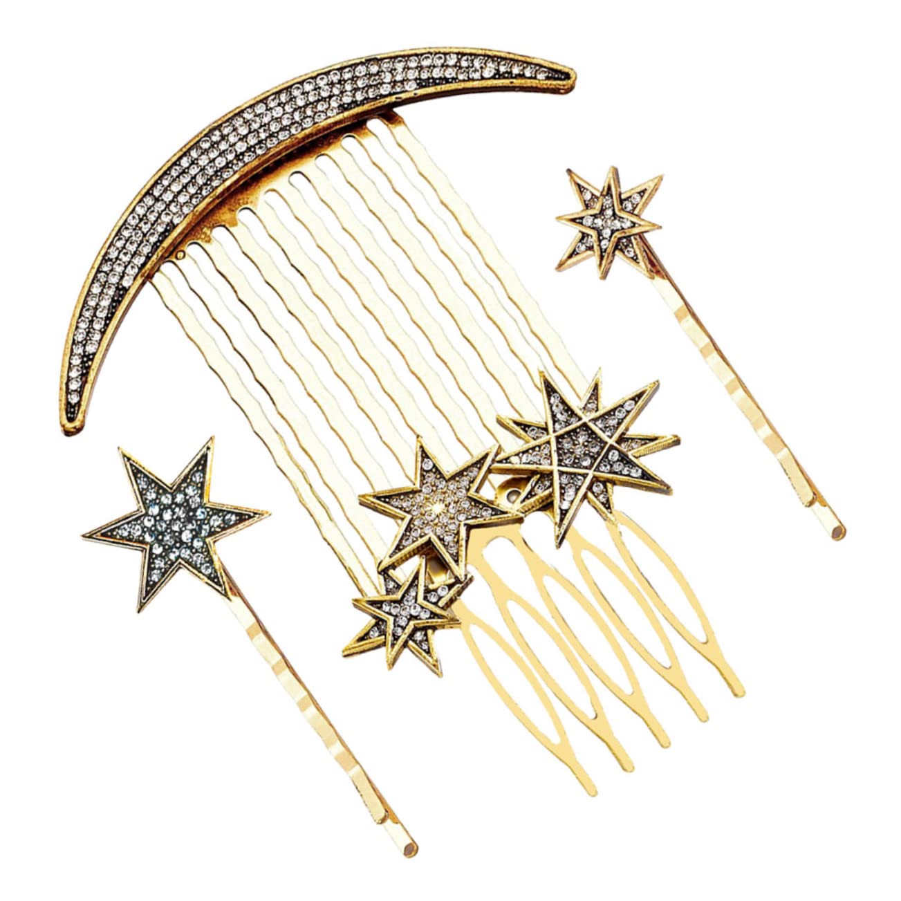 minkissy 4 Juegos Horquilla Estrella Peine Lateral Con Pinza Para El Cabello Peine Del Lado De La Boda Pasador De Pelo Para La Decoración Novia Aleación Pinza Para La Cabeza Cristal