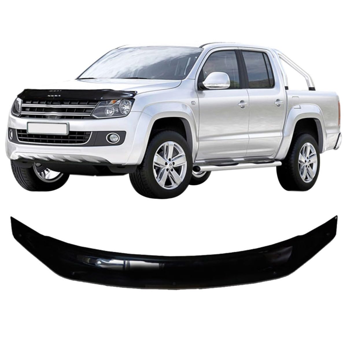 SCOUTT Deflettore Protezione Cofano per Volkswagen Amarok 2010-2016, Migliora l'Aerodinamica dell'Auto, e Spoiler, Nero
