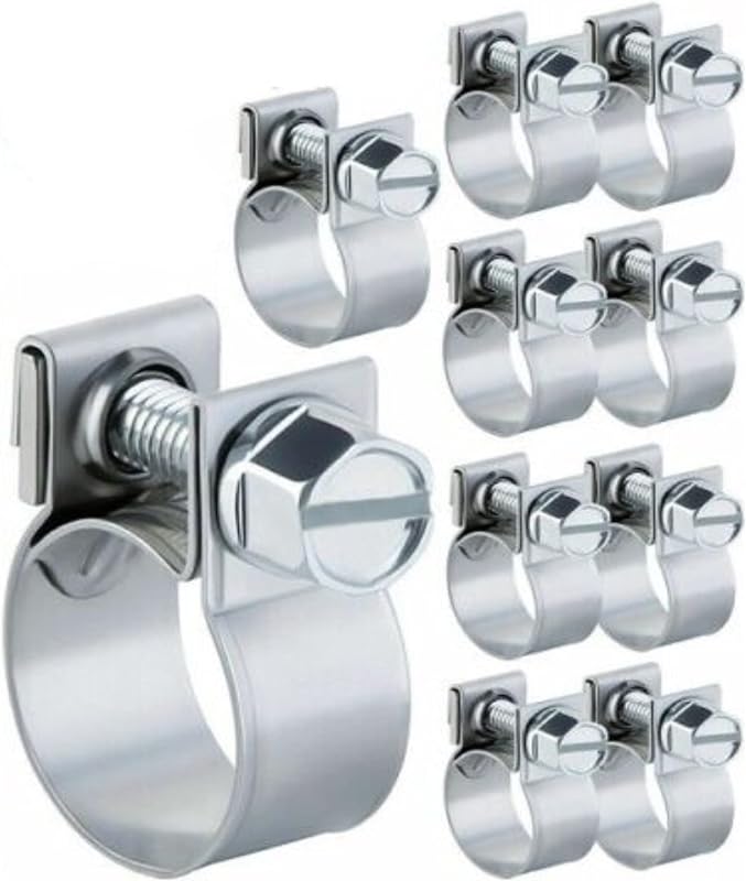 Abraçadeiras para Mangueira de Injeção SANFAY em Aço Inoxidável 304, Ajustáveis de 13 a 15 mm – Kit com 10 unidades