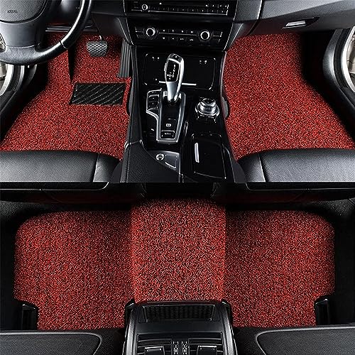 Image of PVC Cushion Car Mats - Universal 3 Piece Anti-Skid Noodle Car Foot Mats, Durable Vinyl Rubber Floor Mat, Dust & Liquid Trapping, Trapping Built for Comfort- (Red Black)