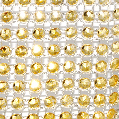Mandala Crafts Faux Diamond Bling Wrap, Faux Rhinestone Crystal Mesh Ribbon Roll For Wedding, Party, Centerpiece, Cake, Vase Sparkling Decoration (1.5 Inches 8 Rows 20 Yards, Gold) #TOP1