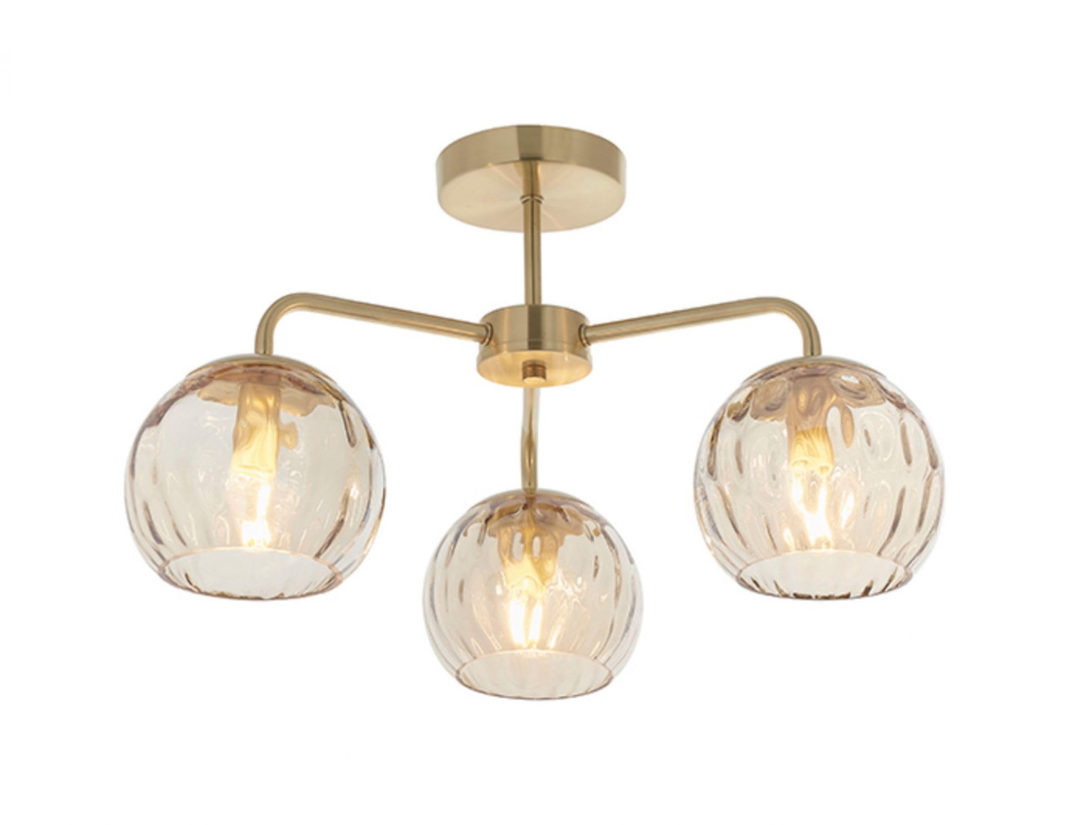 Ceiling Light Brass Dimple 3 Satin Brushed Brass/Gold Endon 91968