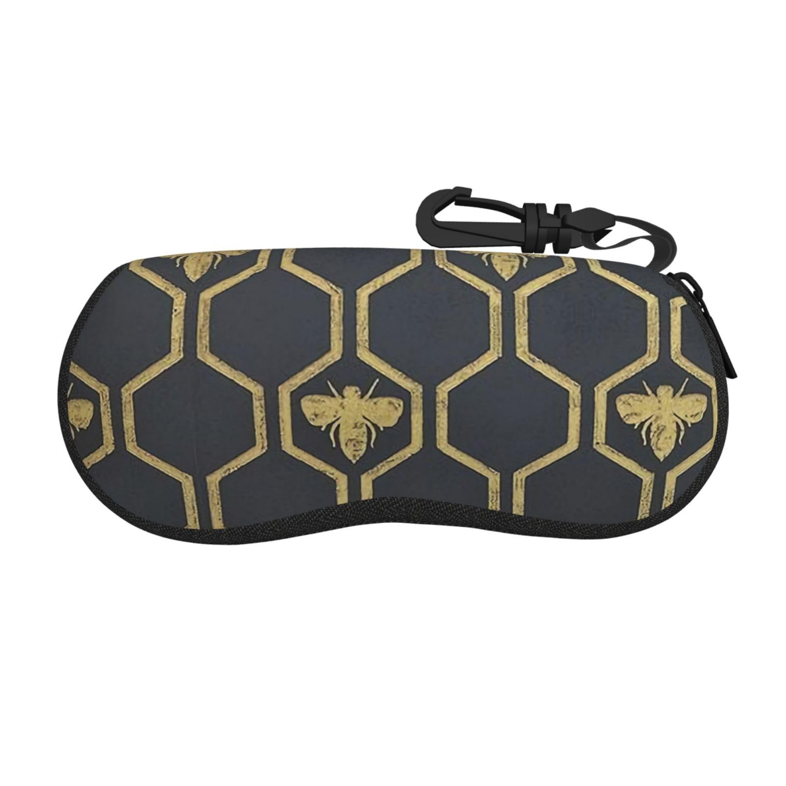ZORIN Glasses Case Gold Bumble Bee Honey Sunglasses Case For Men And Women - Zipper Portable Spectacle Cases With Clip
