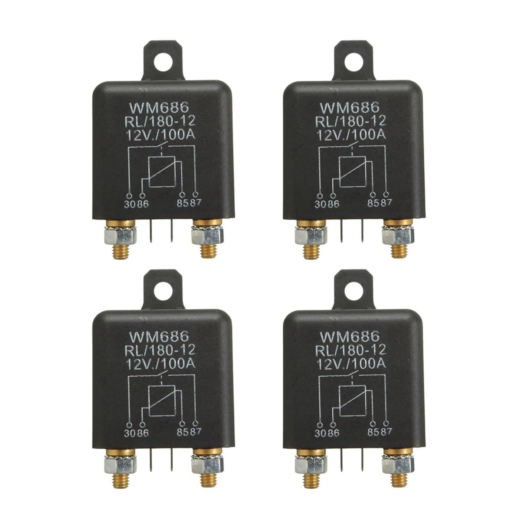 4X 12V 100Amp 4-Pin Heavy Duty ON/OFF Switch Split Charge Relay for Auto Boat Van Black RUAJOGYNVM