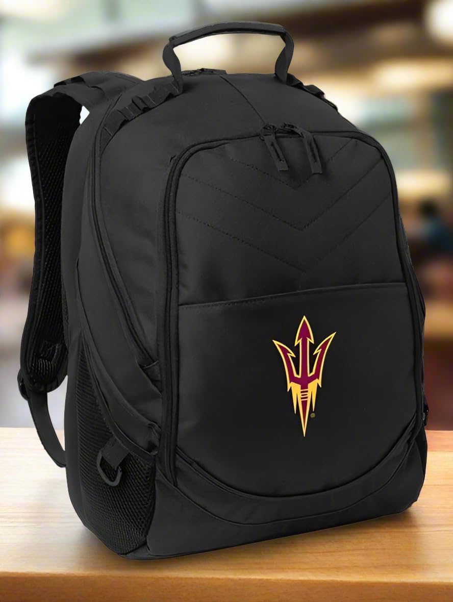 Broad Bay ASU Backpack Official Arizona State Laptop Computer Bag (Black - Fork Logo)