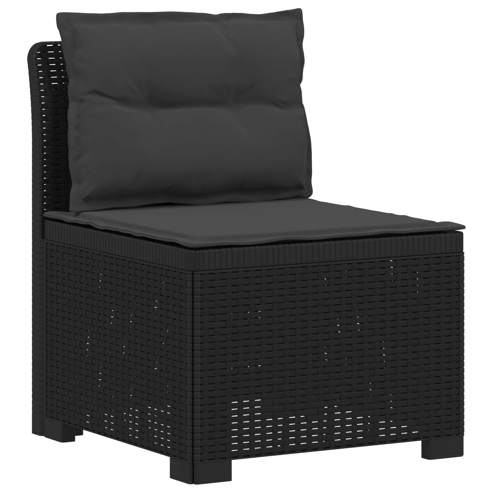 Set da giardino, 4 posti, effetto rattan, colore: antracite | Set lounge modulare per esterni in robusta plastica PP con cuscini e tavolo per terrazzo, balcone o veranda.