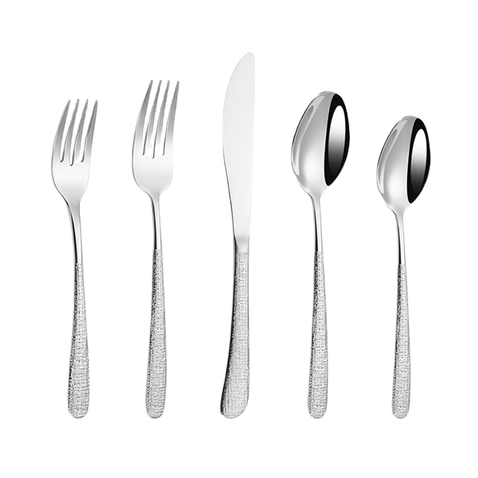 Besteckset Besteck Set 18/10 Edelstahl, Messer Gabel Löffel Enthalten, Elegant Langlebig Geschirr, Tabellengeschirr Für Zuhause, Hotel, Restaurant, Neues Haus (Set B,30pcs)
