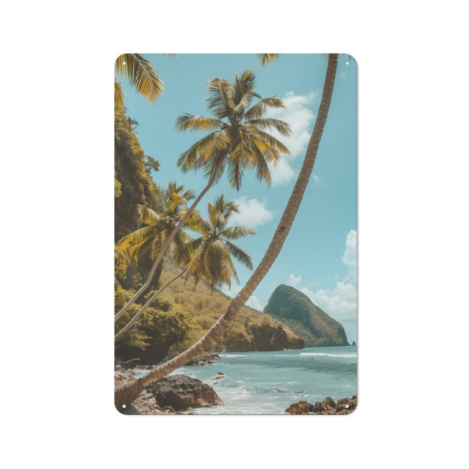 Junmoney St Lucias Coastal Whisper Printed Metal Sign 30X20cm For Pub Or Café, With Clear Industrial Wall Decor Character