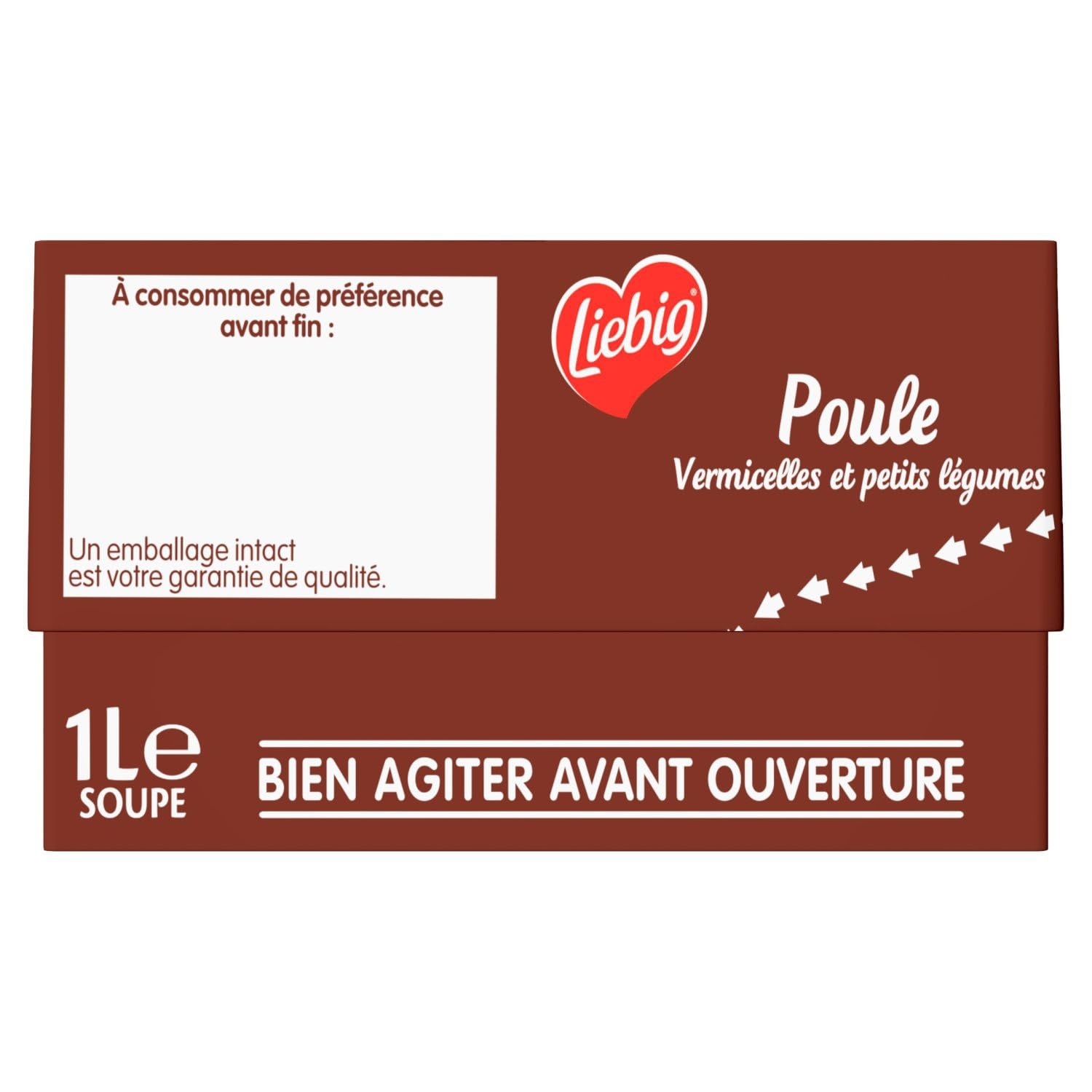 LIEBIG - Soupe Bouillon de Poule aux Vermicelles Carotte et Poireau - la brique de 1L - Le Lot De 4